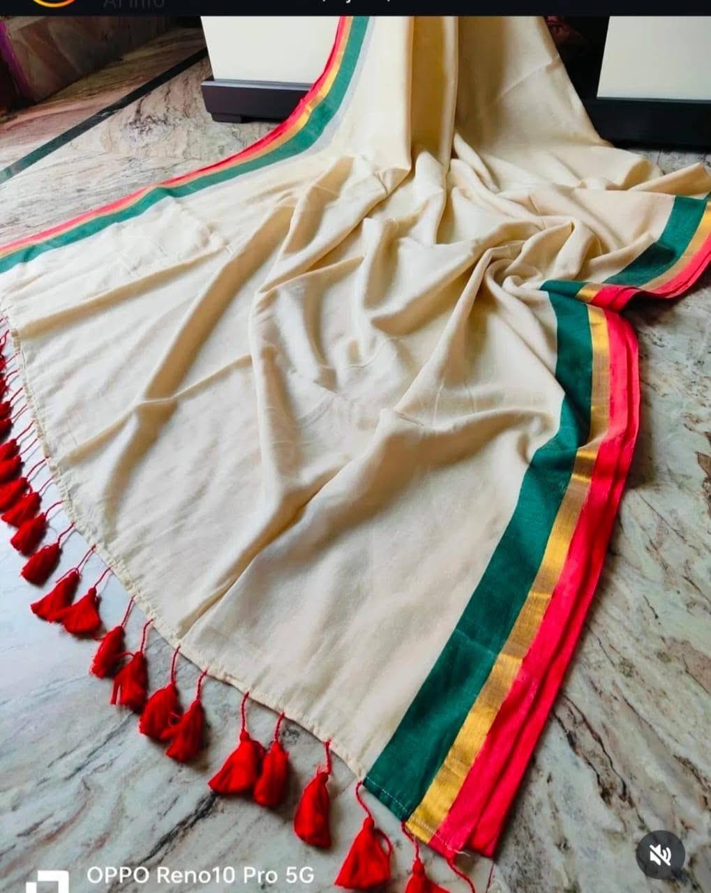 Onam special mul cotton sarees