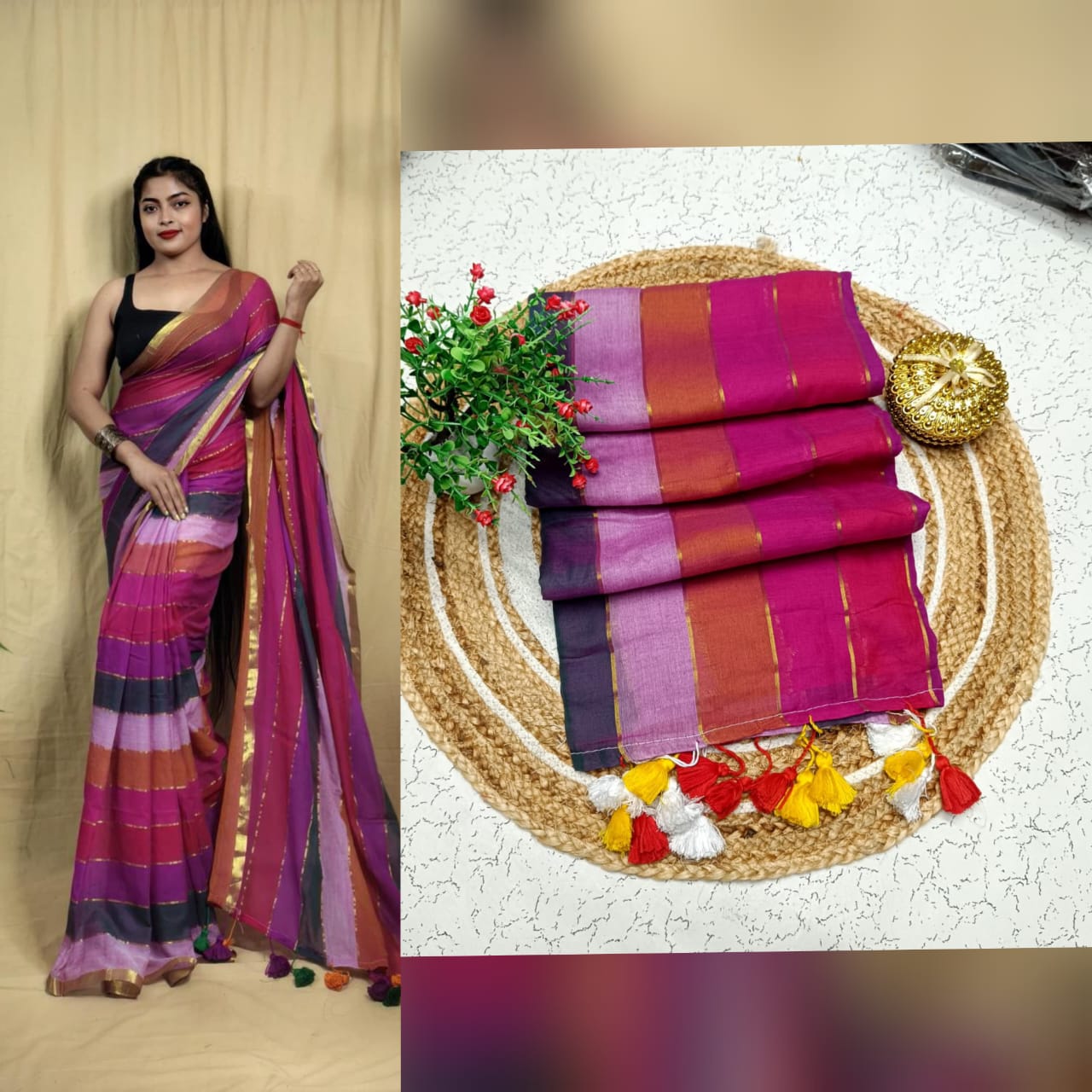Mul cotton saree