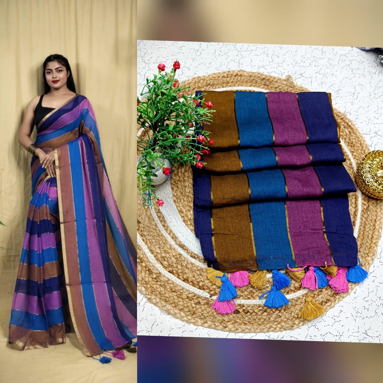 Mul cotton saree