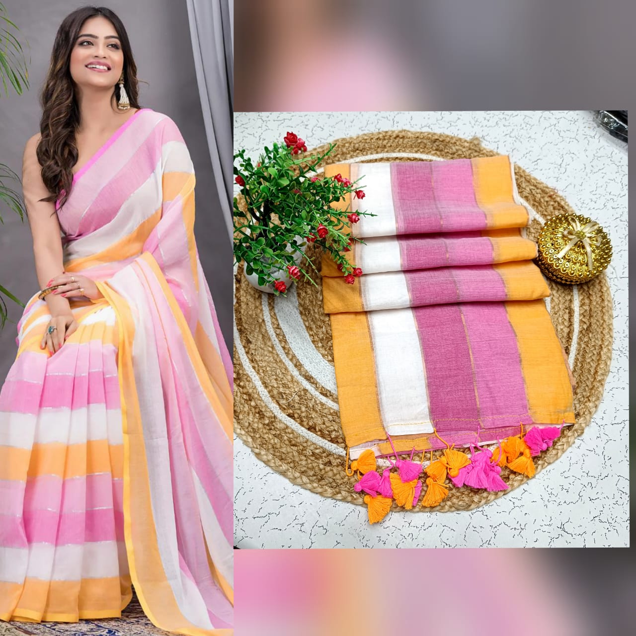 Mul cotton saree
