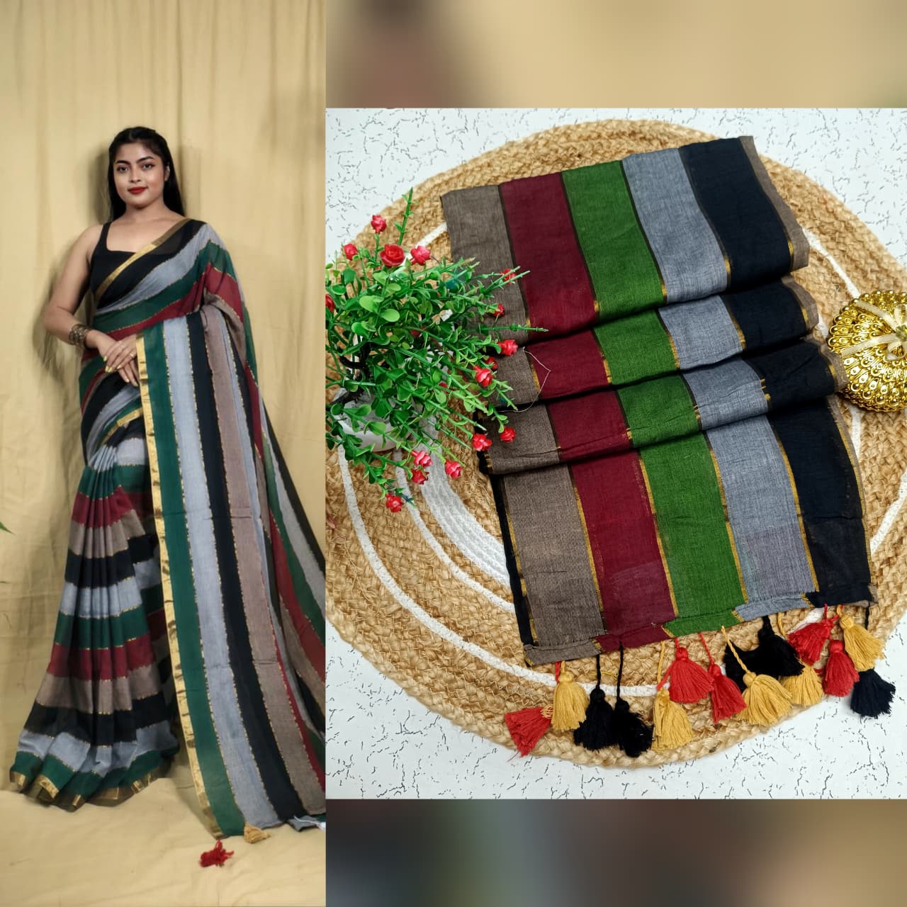 Mul cotton saree