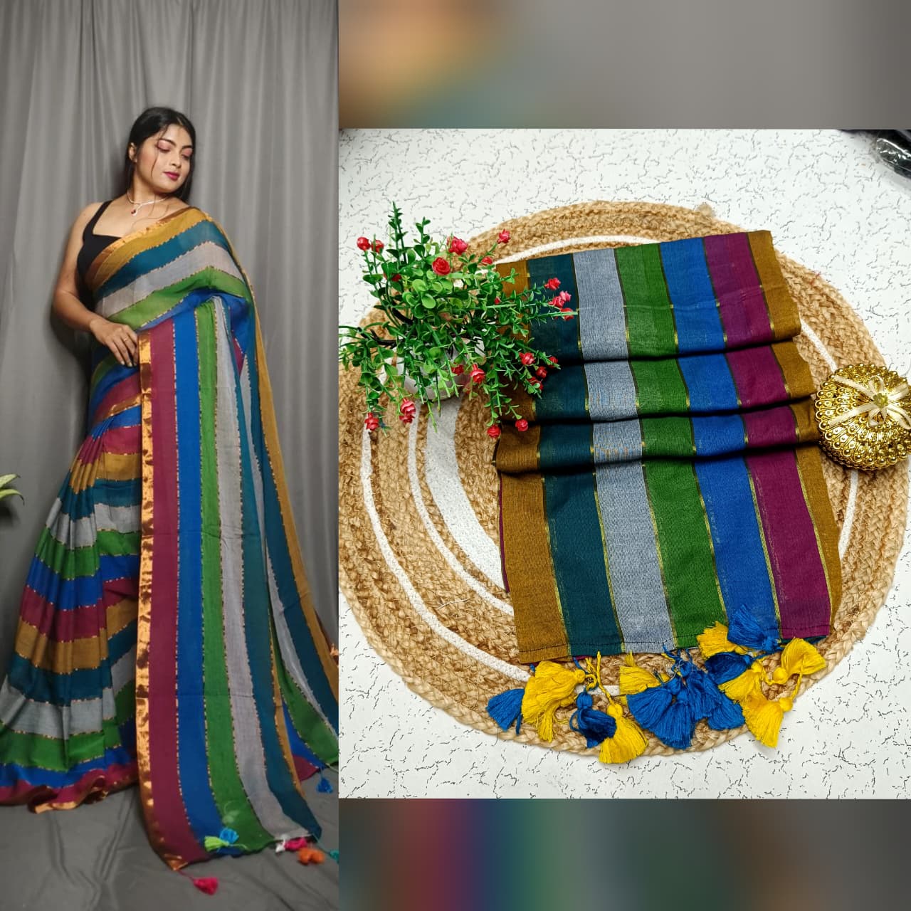 Mul cotton saree