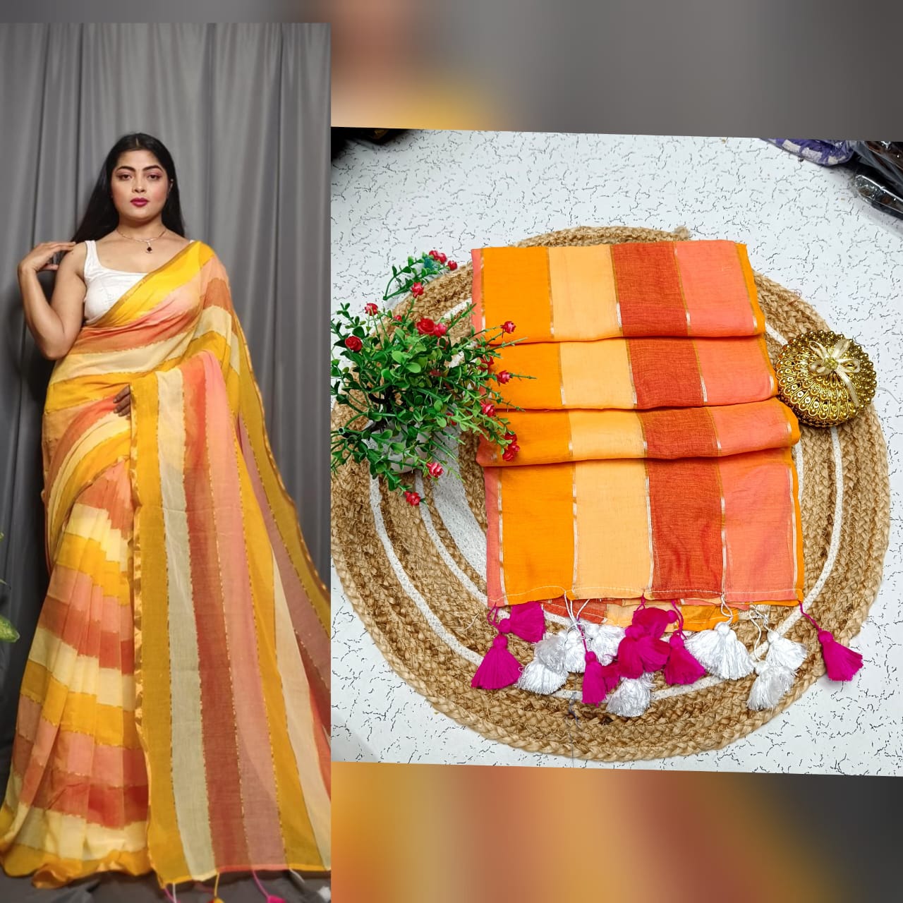 Mul cotton saree