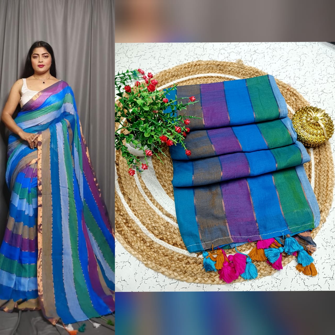 Mul cotton saree