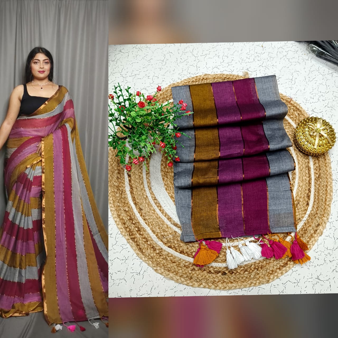 Mul cotton saree